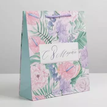 Пакет подарочный ламинированный вертикальный, упаковка, «Нежный праздник», ML 21 х 25 х 8 см