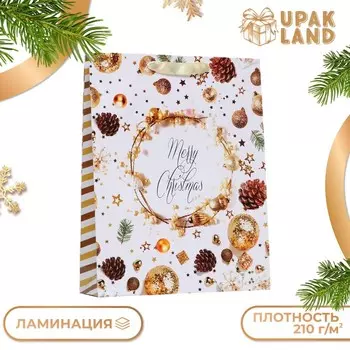 Пакет подарочный новогодний ламинированный вертикальный «Новый Год!»,334210 см