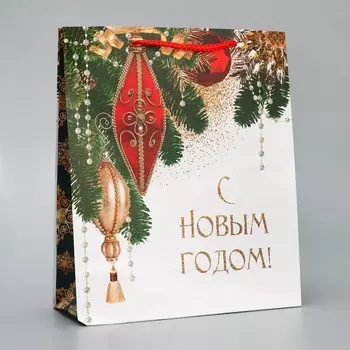 Пакет подарочный новогодний ламинированный «Праздник», ML 21 х 25 х 8 см