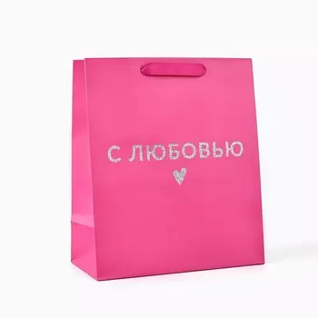 Пакет ламинированный «С любовью», глиттер, ML 23 х 27 х 11.5 см