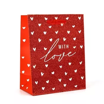 Пакет ламинированный «С любовью», глиттер, MS 18 х 23 х 10 см