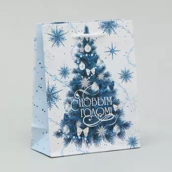 Пакет подарочный новогодний ламинированный «Серебро», S 12 х 15 х 5.5 см