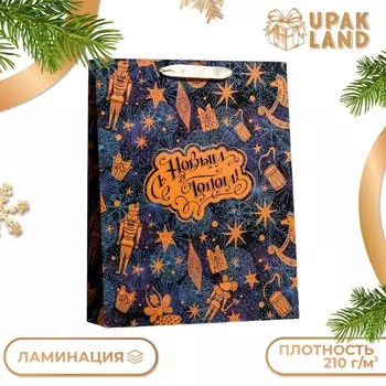 Пакет подарочный новогодний ламинированный вертикальный «Щелкунчик»,334210 см