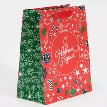 Пакет ламинированный вертикальный «Снежинки», MS 18 23 10 см