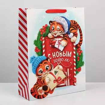 Пакет ламинированный вертикальный «Тигрята», L 31 × 40 × 11.5 см