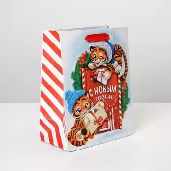 Пакет ламинированный вертикальный «Тигрята», MS 18 × 23 × 10 см