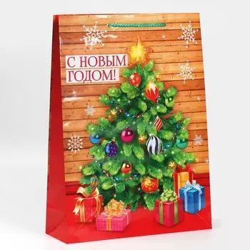 Пакет подарочный новогодний ламинированный «В кругу семьи», L 28 х 38 х 9 см