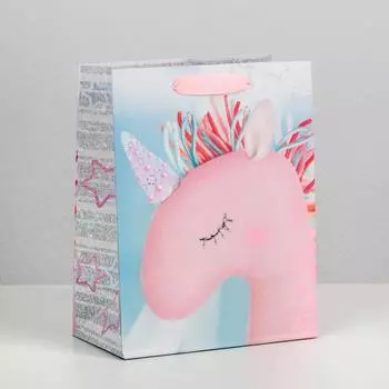 Пакет подарочный ламинированный вертикальный, упаковка, «Зефирный единорожка», MS 18 х 23 х 8 см