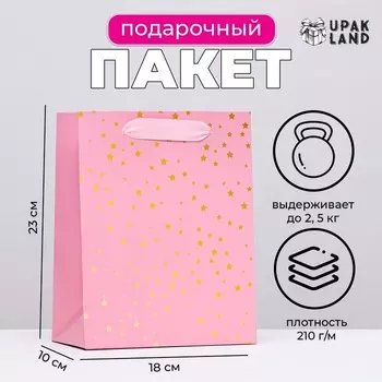 Пакет ламинированный вертикальный "Звёзды", 18 х 23 х 10 см