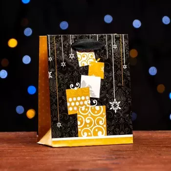 Пакет подарочный новогодний ламинированный «Зимние подарки» 11.514.56 см