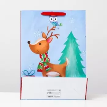 Пакет ламинированный, "Зимний олень" 32 х 42 х 12