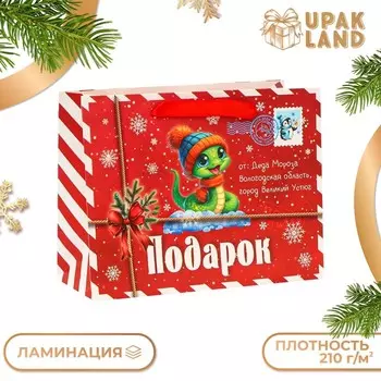 Пакет подарочный новогодний ламинированный «Змейка», MS 231810 см