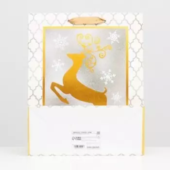 Пакет ламинированный "Золотой олень" 26 x 32 x 12