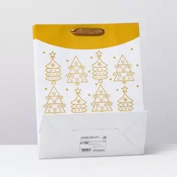 Пакет ламинированный "Золотые ёлочки", 26 x 32 x 12 см