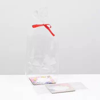 Пакет "Летние цветы", с жестким дном, красный, 14 х 14 х 44 см