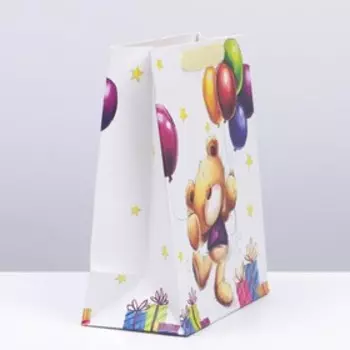 Пакет «Мишка с шариками», 20 х 16 х 8 см