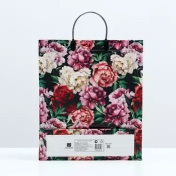 Пакет, "Пионы", мягкий пластик, 36,5 x 31 см, 100 мкм