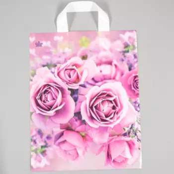 Пакет «Нежные розы», полиэтиленовый с петлевой ручкой, 3528 см, 55 мкм