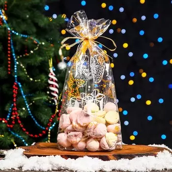 Пакет новогодний фасовочный БОПП, с донной складкой, «Открытка с подарком» 2035 см