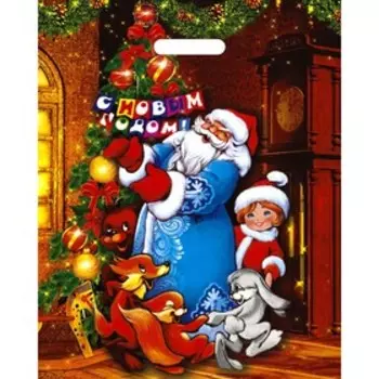 Пакет подарочный «Новогодний хоровод», полиэтиленовый с вырубной ручкой, 3847 см