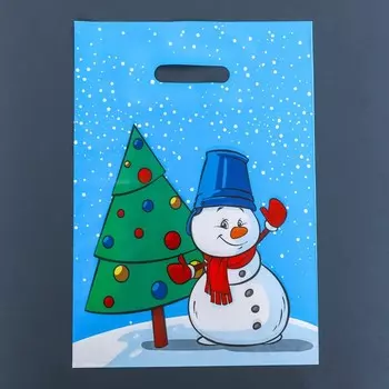 Пакет новогодний «У ёлки», полиэтиленовый с вырубной ручкой, 2940 см, 35 мкм