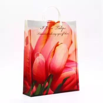Пакет "Огненные тюльпаны", мягкий пластик, 42 x 32 см