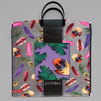 Пакет "Перья", полиэтиленовый с пластиковой ручкой, 38х44 см, 90 мкм