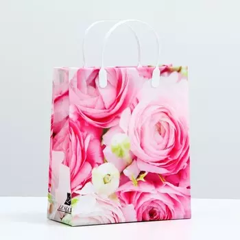 Пакет "Пионы", мягкий пластик, 26 x 23 см, 100 мкм