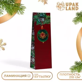 Пакет подарочный новогодний под бутылку, упаковка «Дивный шар», 12368.5 см
