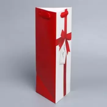 Пакет подарочный под бутылку, упаковка, «For You», 13 х 32 х 11 см