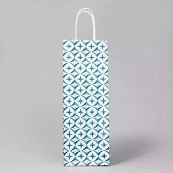 Пакет подарочный под бутылку, упаковка, «Геометрия», белый крафт, 13 х 36 х 10 см