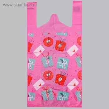 Пакет "Подарки", полиэтиленовый майка, 26 х 48 см, 12 мкм