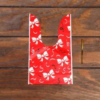 Пакет полиэтиленовый подарочный новогодний с ушками «Бантики», 1323 см