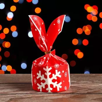 Пакет полиэтиленовый подарочный новогодний с ушками «Снежинка», 1323 см