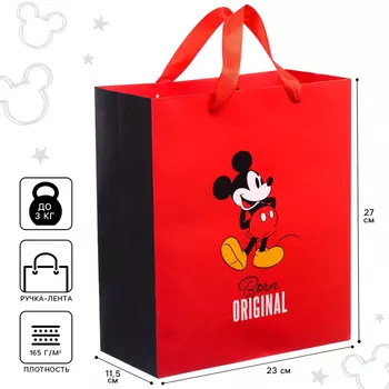 Пакет подарочный, 23х27х11 см, упаковка, Микки Маус