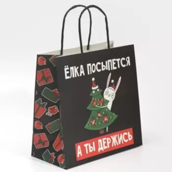 Пакет подарочный «А ты держись», 22 × 22 × 11 см