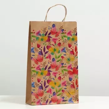 Пакет подарочный "Бабочки", крафт, 40.5 x 24.8 x 9 см