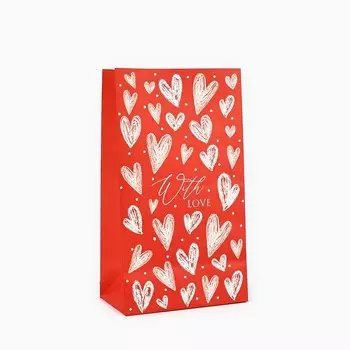 Пакет подарочный без ручек "With love",10 19.5 7 см