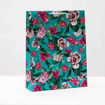 Пакет подарочный "Бирюзовый сад", 33 х 42,5 х 10 см