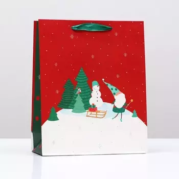 Пакет подарочный "Бордовое небо", 26 х 32 х 12 см