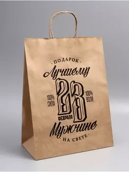 Пакет подарочный бумажный, «23 Февраля», 261535 см