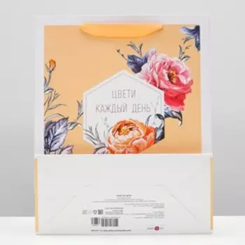 Пакет подарочный "Цвети каждый день", 26 х 32 х 12 см