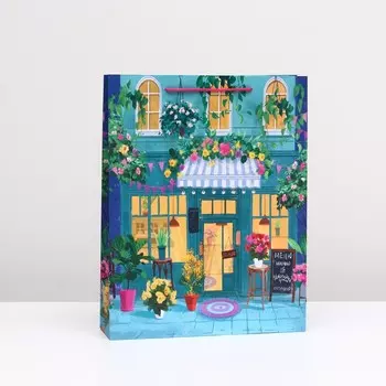 Пакет подарочный "Цветочное кафе" 33 х 42,5 х 10 см