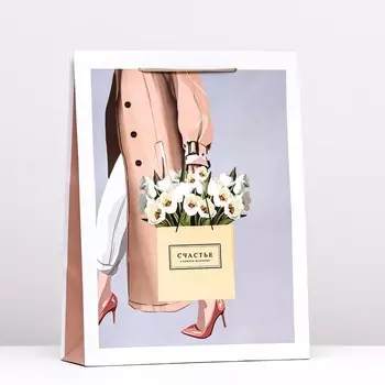 Пакет подарочный "Цветочное счастье", 33 х 42,5 х 10 см