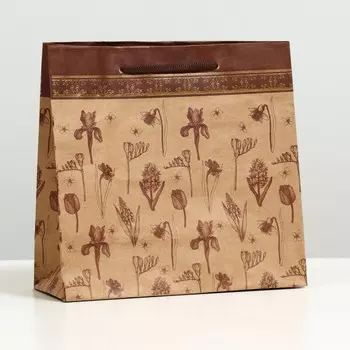 Пакет подарочный "Цветочный балл", крафт, 22.5 x 23 x 10 см