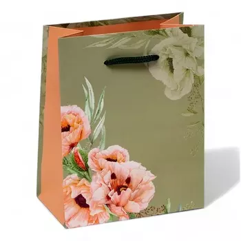 Пакет подарочный "Цветы" , 11,5 х 14,5 х 6,5 см