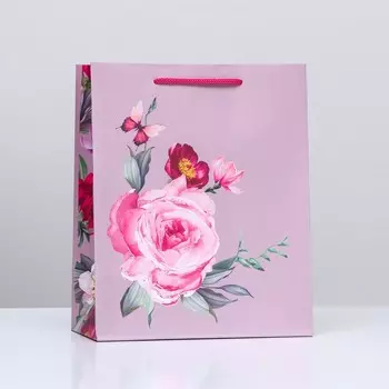 Пакет подарочный "Цветы", 18 х 22,3 х 10 см