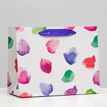 Пакет подарочный "Цветы акварель", 23 х 17,8 х 9,8 см