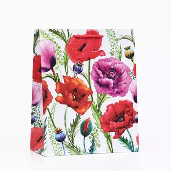 Пакет подарочный "Цветы на лугу", 26 х 32 х 12 см