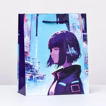 Пакет подарочный "Девушка в неоне", 18 х 22,3 х 10 см